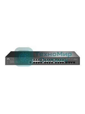 Коммутатор TP-Link JetStream 24-port Gigabit L2/L2+ Managed Switch with 4 SFP slots, support SDN controller, abundant L2/L2+ features, 1U rack mountable, full managed via web UI/CLI/Console/SSH/Telnet/SNMP.