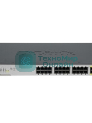 Коммутатор D-Link DGS-1026MP/A1A, 24×1 Гбит/с + 2×1 Гбит/с Combo, неуправляемый