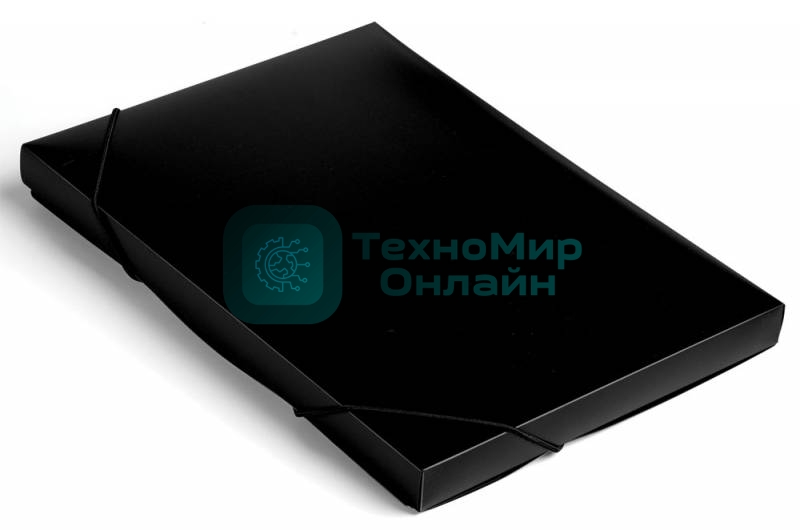 Папка-короб на резинке Бюрократ -BA25/05BLCK, пластик, 0.5мм, корешок 25мм, A4 черный