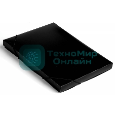 Папка-короб на резинке Бюрократ -BA25/05BLCK, пластик, 0.5мм, корешок 25мм, A4 черный