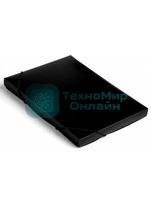 Папка-короб на резинке Бюрократ -BA25/05BLCK, пластик, 0.5мм, корешок 25мм, A4 черный