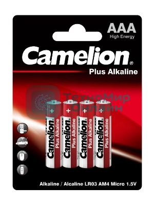 Элемент питания алкалиновый Camelion LR LR03 BL-4 (блист.4шт) 7369 1.5 В