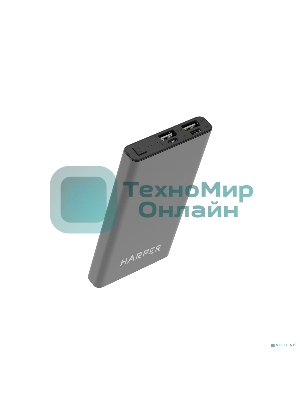 Портативный аккумулятор Harper PB-10031 черный (10 000mAh; Тип батареи Li-Pol; Вход Micro USB/Type-C, 2А; Выход: 5V/1A и 5V/2A; LED индикатор заряда, Корпус: металл)