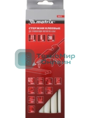 Стержни Matrix клеевые, белый, 11x200 мм, 6 шт./упак.