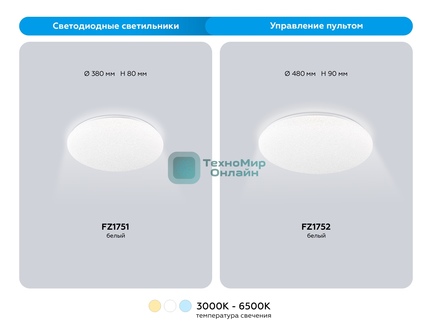 Потолочный светодиодный светильник Ambrella light FZ1751 WH белый IP20 41W 3000-6500K 380*80 (ПДУ ИК)