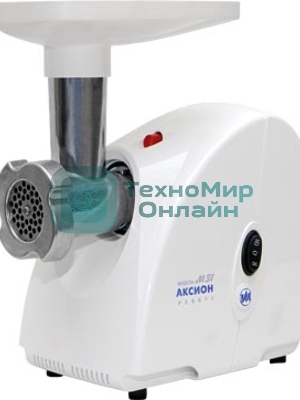 Мясорубка электрическая Аксион М31.01 белый, 1500 Вт, 1.7 кг/мин, реверс, защита от перегрузки, насадки - 4