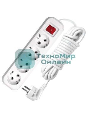 Удлинитель 4х3 м с заземл. 16А IP20 S-304 с выкл. ПВС 3х1 UNIVersal 9631990