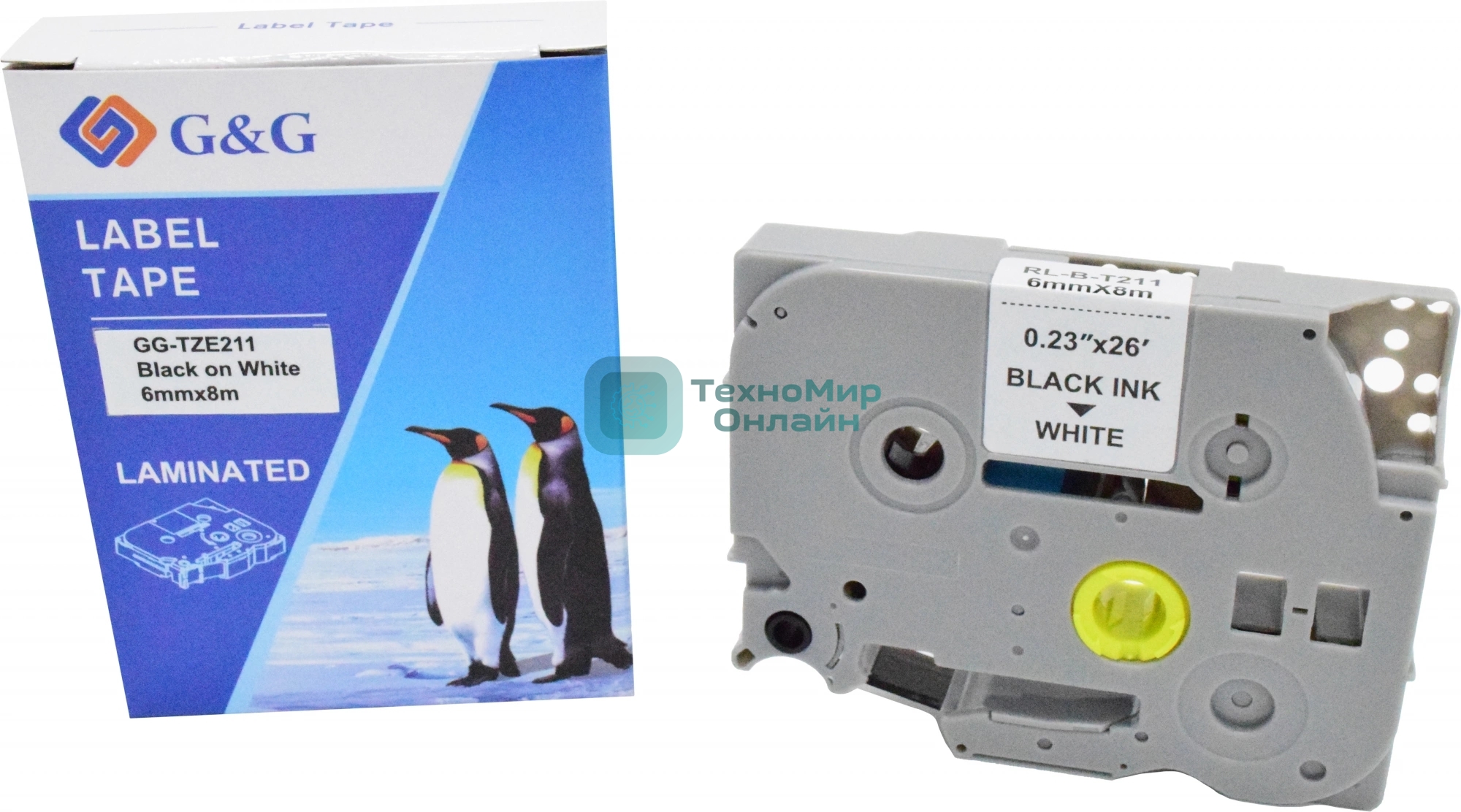 Картридж ленточный G&G GG-TZE211 черный на белом 6x8 для Brother 1010/1280/1280VP/2700VP