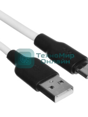 Кабель USB 2.0 HOCO X21, силиконовая оплетка, AM/microBM, бело-черный, 1м