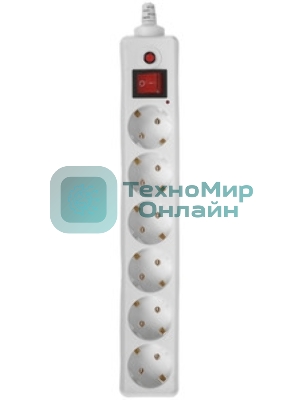 Сетевой фильтр Buro 600SH-16-5-W 5 м, 6 розеток, белый, коробка