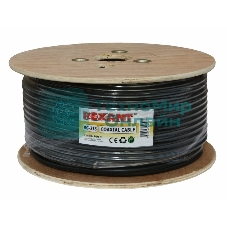 Кабель коаксиальный Rexant RG-213, 50 Ом, Cu/Cu, 96%, бухта 100 м, черный