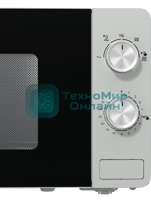 Микроволновая печь Gorenje MO20E1S серебристый, 20 л, 800 Вт, переключатели - поворотный механизм
