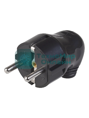 Вилка IEK EVP11-16-01-K02 ВПу11-02-Ст разборная угловая с з/к 16А черная