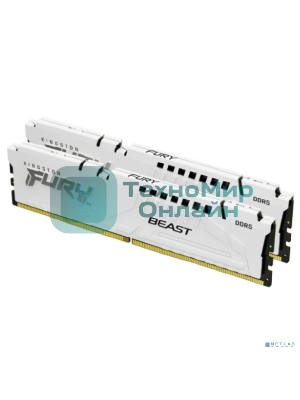 Оперативная память Kingston Fury Beast, DDR5, 64Gb (2x32GB), 5200MHz, CL40, DIMM, с радиаторами, белый
