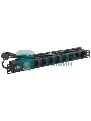 Блок розеток 19 (8шт)PDU с LED выкл.алюм.профиль 1U шнур 2м вилка DIN49440 (нем.станд.) PH12-8D1 ITK