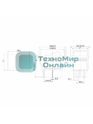 Выключатель клавишный Rexant 250V 16А (4с) ON-OFF синий с подсветкой (RWB-502, SC-767, IRS-201-1) Индивидуальная упаковка 1 шт