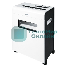 Шредер Deli E9911-EU белый (секр.P-4)/фрагменты/8лист./16лтр./скрепки/скобы/пл.карты/CD