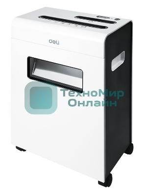 Шредер Deli E9911-EU белый (секр.P-4)/фрагменты/8лист./16лтр./скрепки/скобы/пл.карты/CD