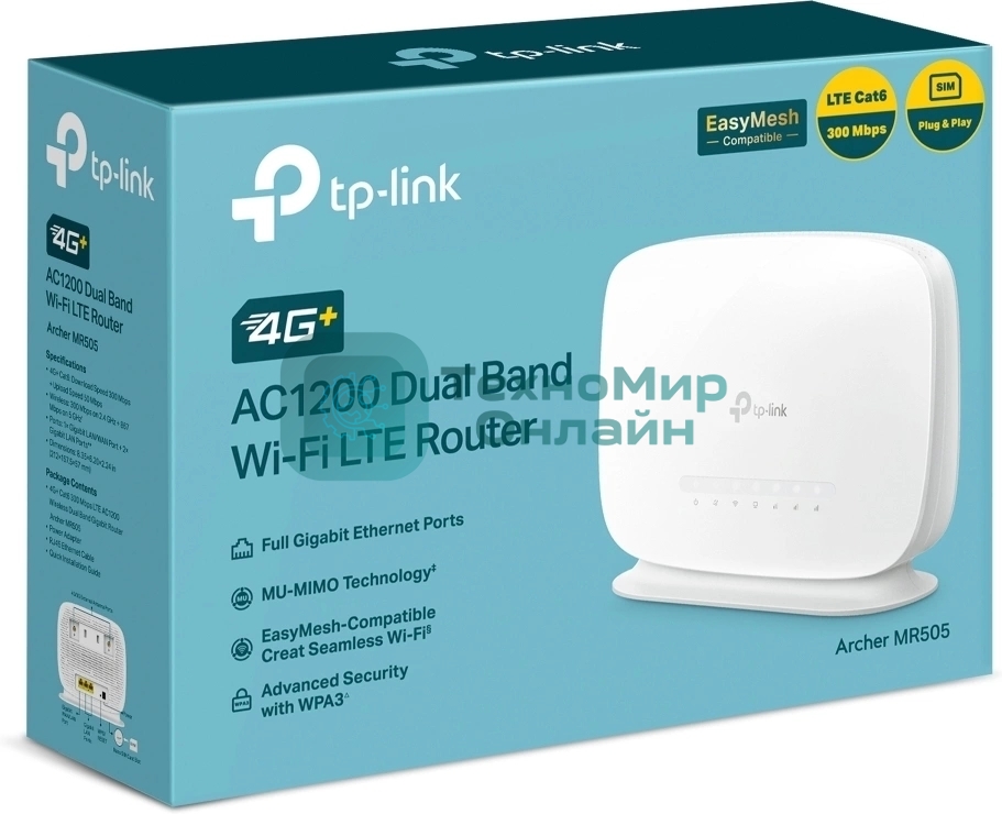 Двухдиапазонный гигабитный роутер TP-Link Archer MR505 Wi-Fi AC1200 с поддержкой 4G+ категории 6