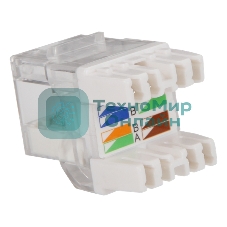 Модуль розеточный с индикатором Keystone, RJ45, кат.5E, UTP, 180 градусов, с индикатором, белый