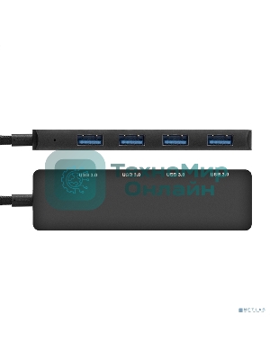 USB-концентратор 4-в-1 ExeGate DUB-4C/3 (кабель-адаптер USB Type C --> 4xUSB3.0, Plug&Play, черный)