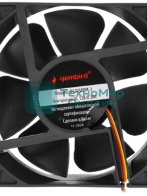 Вентилятор для корпуса Gembird черный, 120 мм, 2000 об/мин, 38 дБ, 3 pin