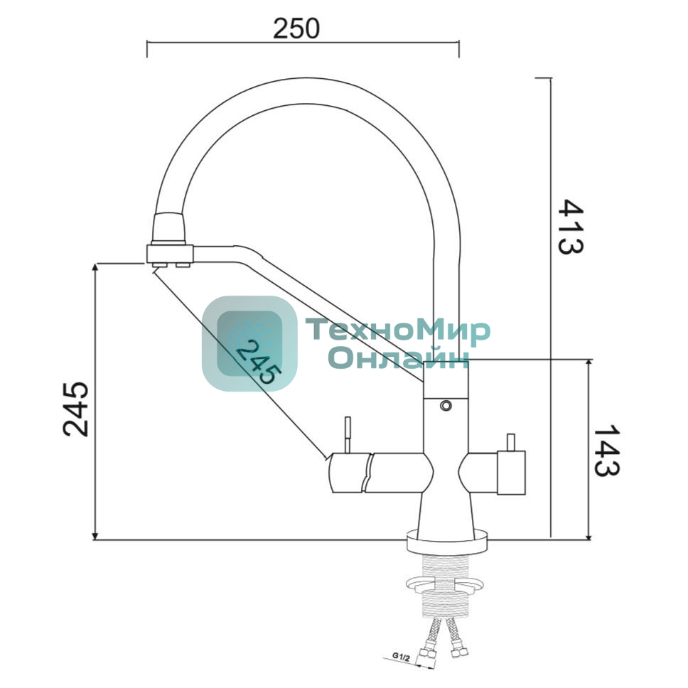SUS127BL-016F-015 Смеситель для кухни с переключением фильтра, ø35