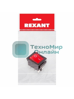 Выключатель клавишный Rexant 250V 15А (6с) ON-ON красный с подсветкой (RWB-506, SC-767)