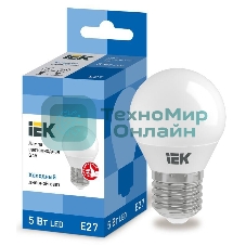 Лампа светодиодная IEK LLE-G45-5-230-65-E27 ECO G45 5Вт шар 230В 6500К E27