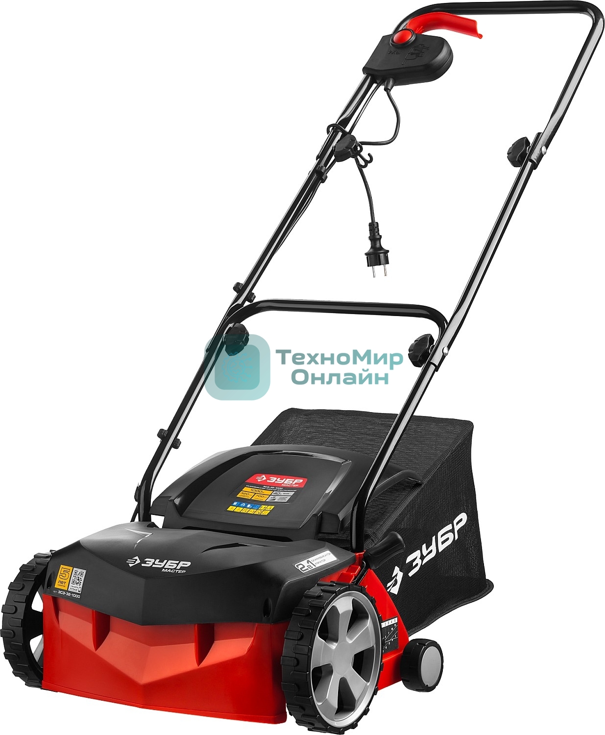 Аэратор-скарификатор электрический Зубр ЗСЭ-32-1000 1000Вт 4000 об/минт-сборник 40л