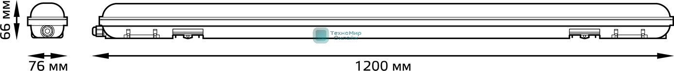 Влагозащитный светодиодный светильник Gauss ССП-176 Elementary IP65 1200*76*66 36W 2880lm 6500K матовый 1/12