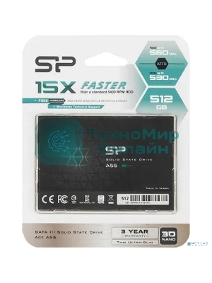 Накопитель SSD Silicon Power Ace A55, 512Gb, SATA III, 2.5