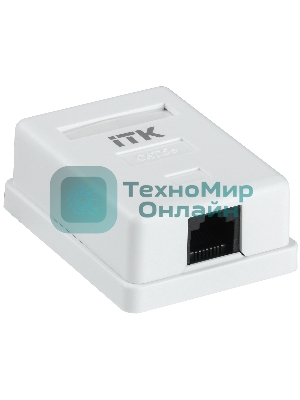 Настенная информационная розетка RJ45 8P8C, кат.5Е, UTP, 1-порт, белая 