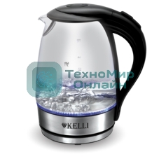 Чайник электрический Kelli KL-1462 стекло(Объем 1.7л. 1850-2200Вт. Термостойкое боросиликатное стекло, внутр. подсветка. Автомат. отключение Шкала уровня воды. Защита чайника от включения без воды. Поворот корпуса на 360°. Закрытый нагреват. элемент.)