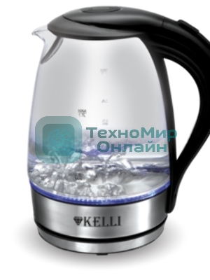 Чайник электрический Kelli KL-1462 стекло(Объем 1.7л. 1850-2200Вт. Термостойкое боросиликатное стекло, внутр. подсветка. Автомат. отключение Шкала уровня воды. Защита чайника от включения без воды. Поворот корпуса на 360°. Закрытый нагреват. элемент.)