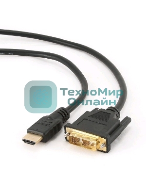 Кабель HDMI-DVI Cablexpert CC-HDMI-DVI-10, 19M/19M, single link, медь, позол.разъемы, экран, 3.0м, черный, пакет