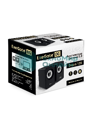 Акустическая система 2.0 ExeGate EX287054RUS Disco 120 (питание USB, 2х3Вт (6Вт RMS), 100-20000Гц, черный)
