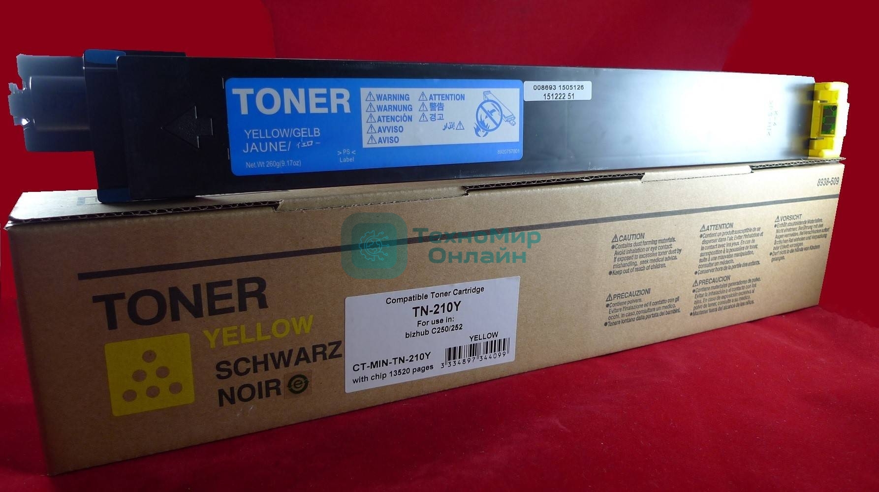 Тонер Konica-Minolta bizhub C250/252 желтый TN-210Y (туба, 260 гр.) JPN