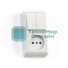 Блок комбинированный Кунцево-Электро ОП БКВР-404 Оптима (2-кл. выкл. + розетка) белый