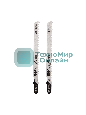 Пилка для электролобзика по мягкому металлу Kranz T127D 100 мм 8 зубьев на дюйм 4-20 мм (2 шт./уп.)