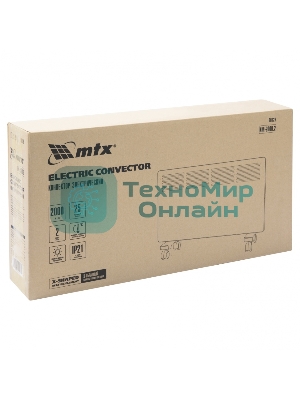 Конвектор электрический MTX КМ-2000.2 белый, 2000 Вт, 25 м2, термостат