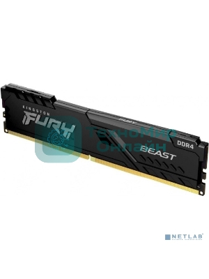 Оперативная память Kingston Fury Beast, DDR4, 16GB (1x16GB), 3600MHz, CL18, DIMM, с радиатором, черный