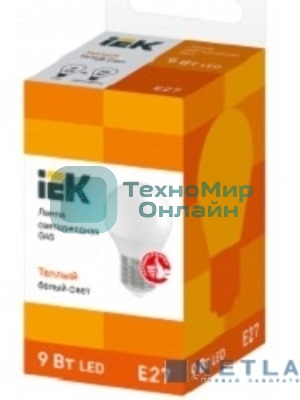 Лампа cветодиодная IEK LLE-G45-9-230-30-E27 ECO G45 шар 9Вт 230В 3000К E27