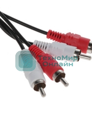 Кабель аудио Cablexpert CCA-2R2R-1.8M-N, 2xRCA/2xRCA, 1.8м, черный, пакет