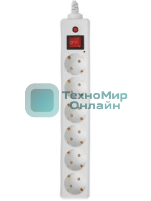 Сетевой фильтр Buro 600SH-5-W 5 м, 6 розеток, белый, коробка