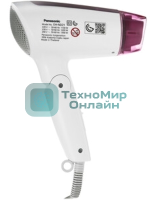 Фен Panasonic EH-ND21-P615 белый/розовый, 1200 Вт, компактный