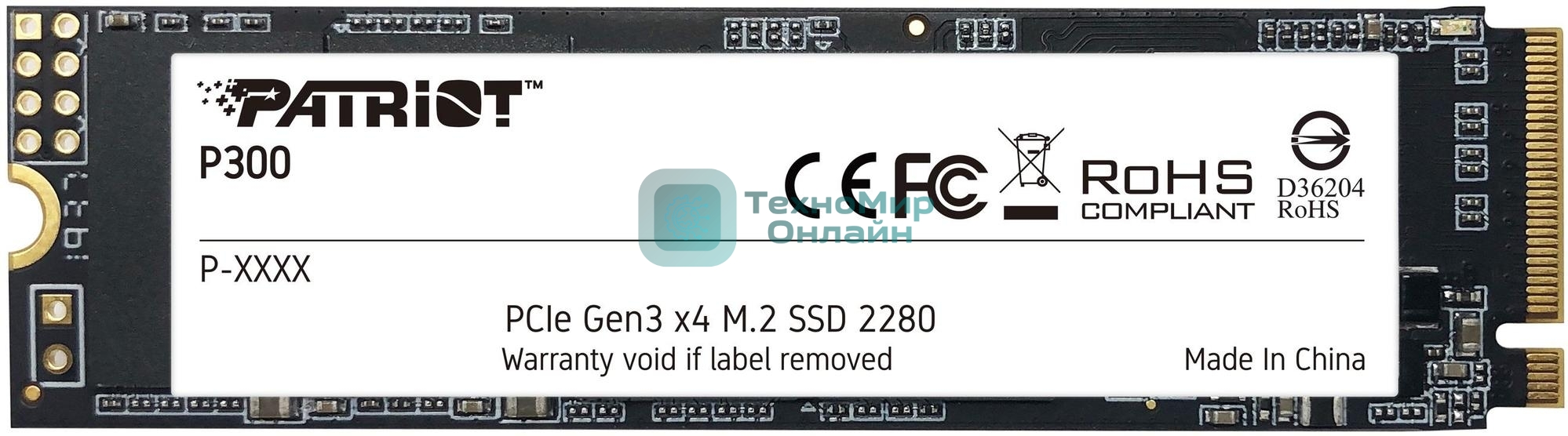 Накопитель SSD Patriot P300, 128Gb, PCIe 3.0 x4, M.2 2280, NVMe, R/W 1600/600