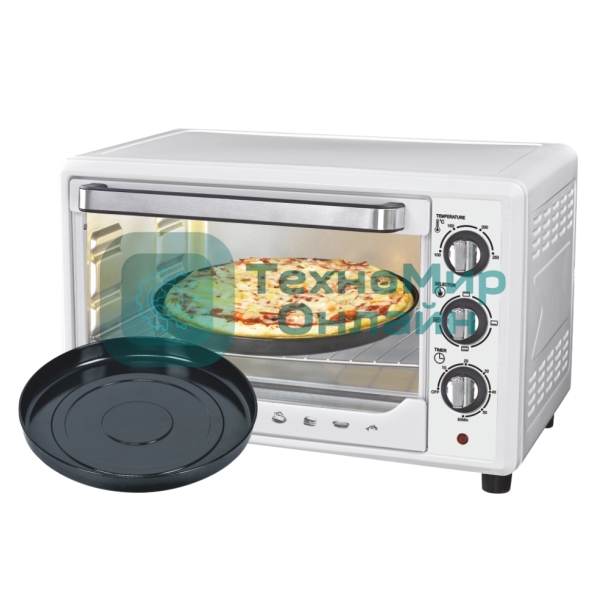 Мини-печь Sakura SA-7001WP 35л, духовка 1600 Вт,, механ.управление, 3 режима работы духовки (верх, низ, верх+низ), таймер на 60 минут, регулировка температуры духовки, комплектация - металлическая решетка, противень, круглая форма для выпечки (230х50 мм), ухват. белый.