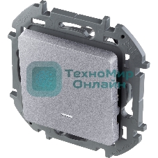 Переключатель 1-клавишный с подсветкой/индикацией 10AX 250 В алюминий