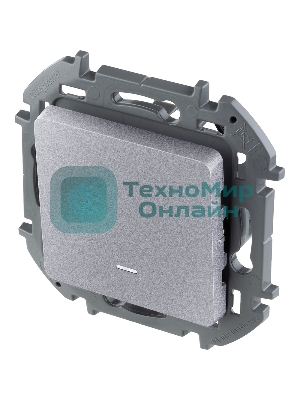 Переключатель 1-клавишный с подсветкой/индикацией 10AX 250 В алюминий